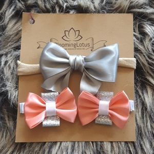 Baby girl nylon headband and hair clip bows